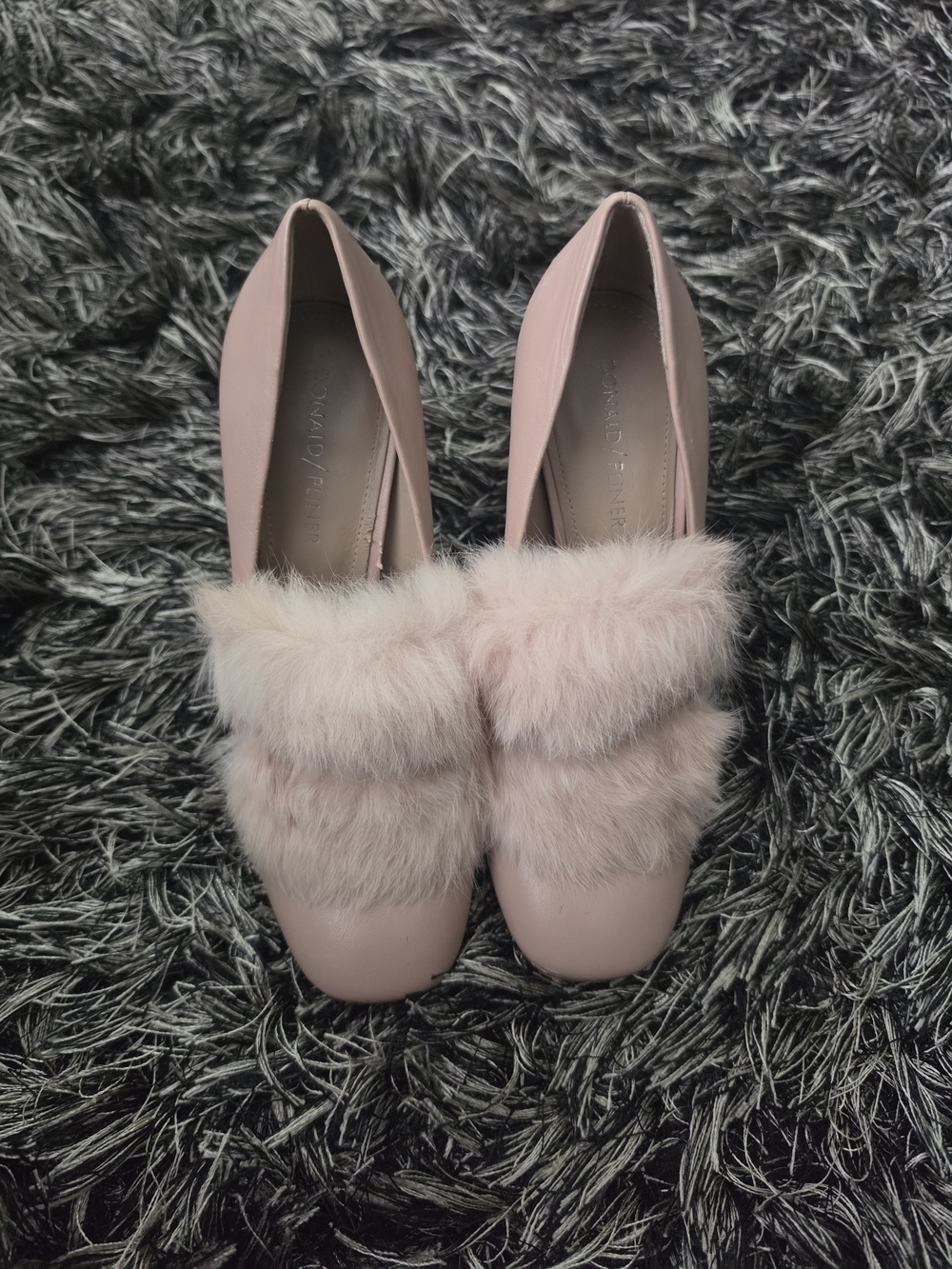 Donald J. Pliner Pale Pink Faux Fur Loafers